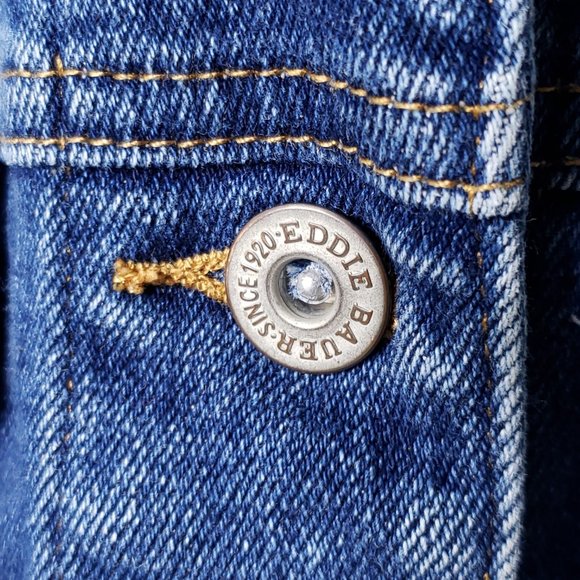 Eddie Bauer Medium Blue Denim Jean Trucker Jacket - Picture 5 of 7